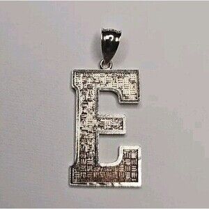 925 Silver Dainty Capital E Initial Name Monogram Necklace Charm Pendant